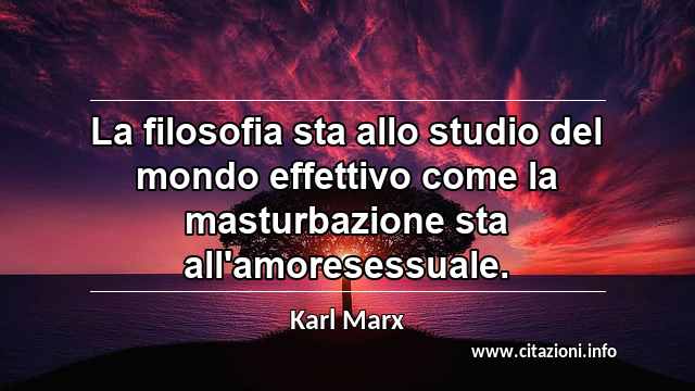 “La filosofia sta allo studio del mondo effettivo come la masturbazione sta all'amoresessuale.”
