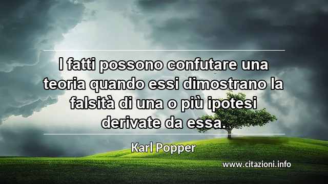 “I fatti possono confutare una teoria quando essi dimostrano la falsità di una o più ipotesi derivate da essa.”