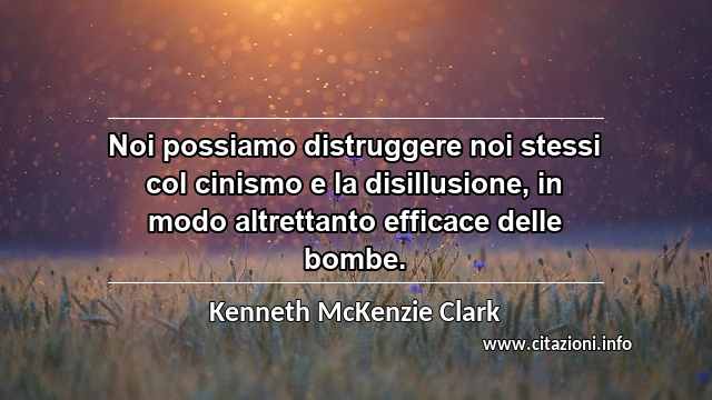 “Noi possiamo distruggere noi stessi col cinismo e la disillusione, in modo altrettanto efficace delle bombe.”