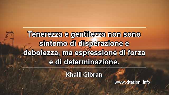 “Tenerezza e gentilezza non sono sintomo di disperazione e debolezza, ma espressione di forza e di determinazione.”