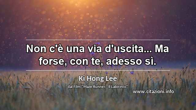“Non c'è una via d'uscita... Ma forse, con te, adesso sì.”