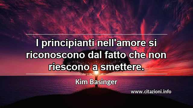 “I principianti nell'amore si riconoscono dal fatto che non riescono a smettere.”