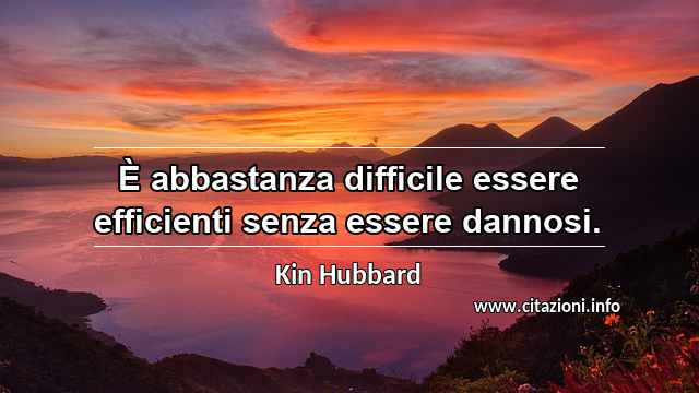“È abbastanza difficile essere efficienti senza essere dannosi.”