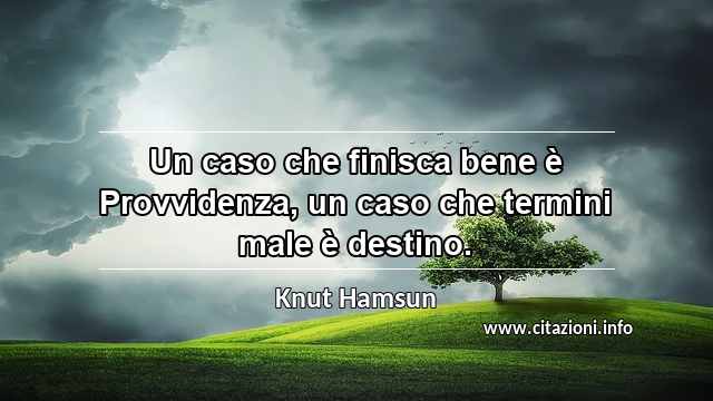 “Un caso che finisca bene è Provvidenza, un caso che termini male è destino.”