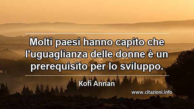 “Molti paesi hanno capito che l'uguaglianza delle donne è un prerequisito per lo sviluppo.”