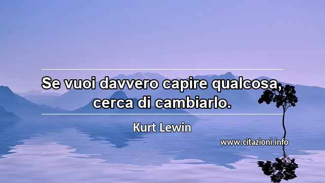 “Se vuoi davvero capire qualcosa, cerca di cambiarlo.”