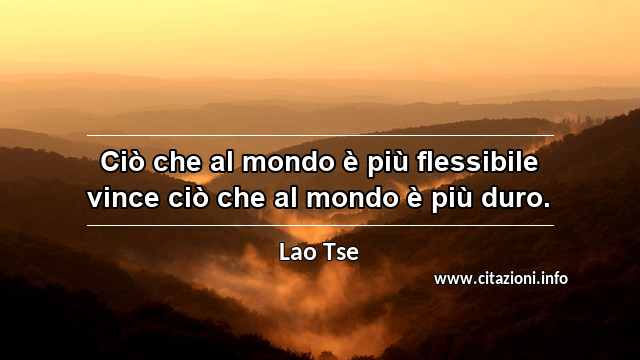 “Ciò che al mondo è più flessibile vince ciò che al mondo è più duro.”