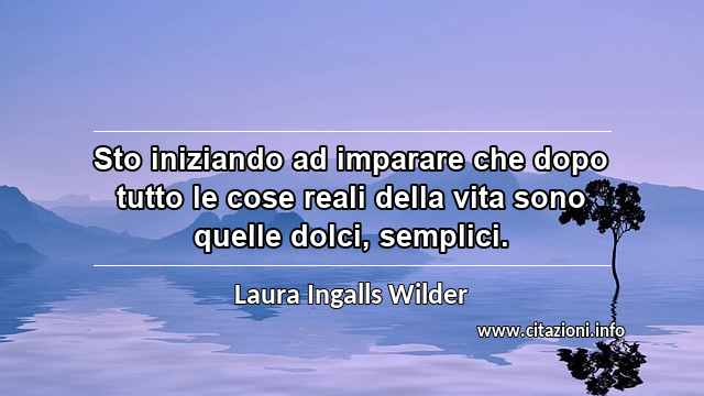 “Sto iniziando ad imparare che dopo tutto le cose reali della vita sono quelle dolci, semplici.”