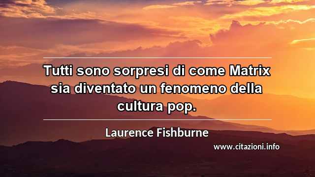 “Tutti sono sorpresi di come Matrix sia diventato un fenomeno della cultura pop.”