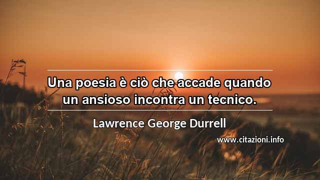 “Una poesia è ciò che accade quando un ansioso incontra un tecnico.”