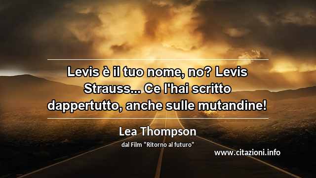 “Levis è il tuo nome, no? Levis Strauss... Ce l'hai scritto dappertutto, anche sulle mutandine!”