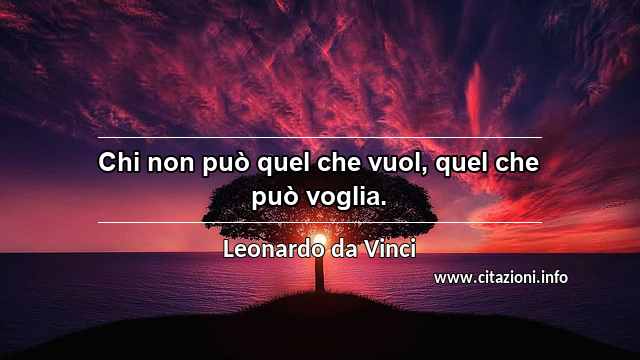 “Chi non può quel che vuol, quel che può voglia.”