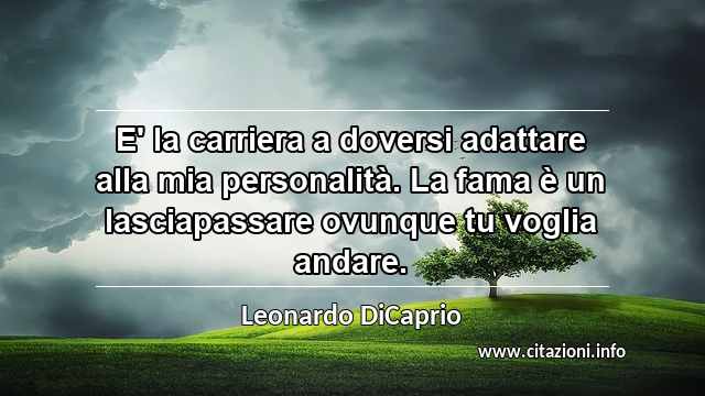 “E' la carriera a doversi adattare alla mia personalità. La fama è un lasciapassare ovunque tu voglia andare.”