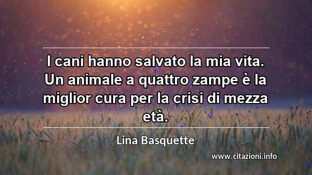 “I cani hanno salvato la mia vita. Un animale a quattro zampe è la miglior cura per la crisi di mezza età.”