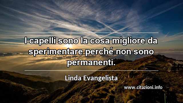 “I capelli sono la cosa migliore da sperimentare perché non sono permanenti.”
