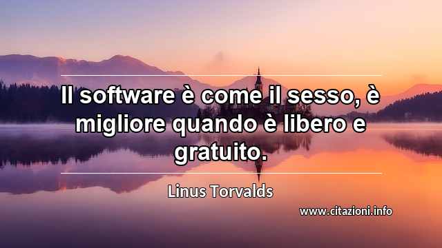 “Il software è come il sesso, è migliore quando è libero e gratuito.”
