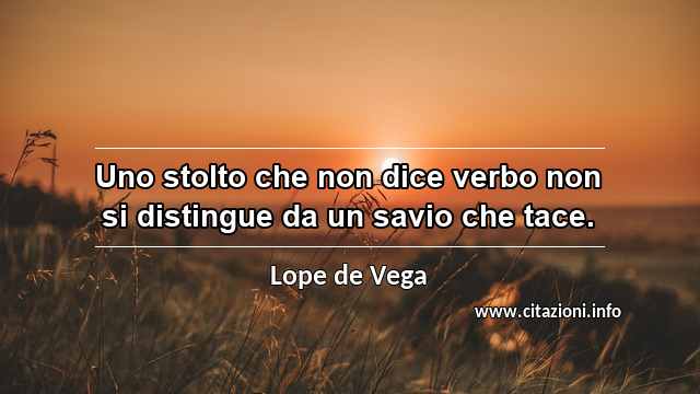 “Uno stolto che non dice verbo non si distingue da un savio che tace.”