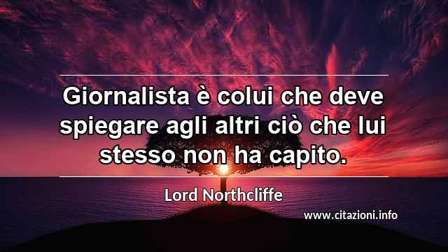 “Giornalista è colui che deve spiegare agli altri ciò che lui stesso non ha capito.”