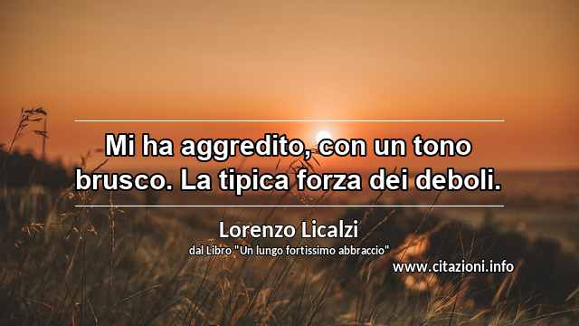 “Mi ha aggredito, con un tono brusco. La tipica forza dei deboli.”
