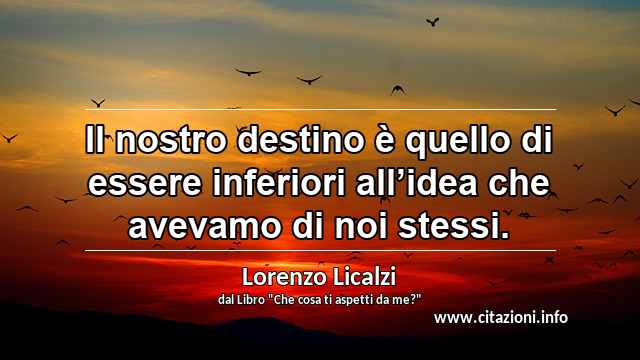 “Il nostro destino è quello di essere inferiori all’idea che avevamo di noi stessi.”