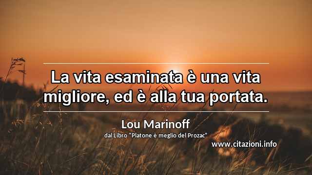 “La vita esaminata è una vita migliore, ed è alla tua portata.”