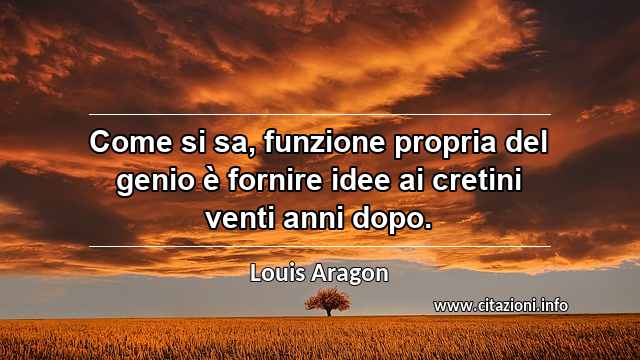 “Come si sa, funzione propria del genio è fornire idee ai cretini venti anni dopo.”