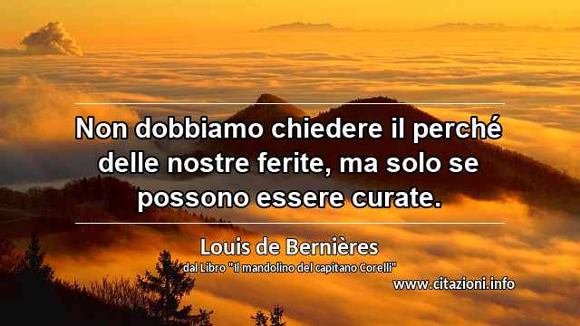“Non dobbiamo chiedere il perché delle nostre ferite, ma solo se possono essere curate.”