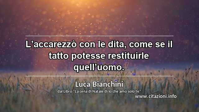 “L’accarezzò con le dita, come se il tatto potesse restituirle quell’uomo.”