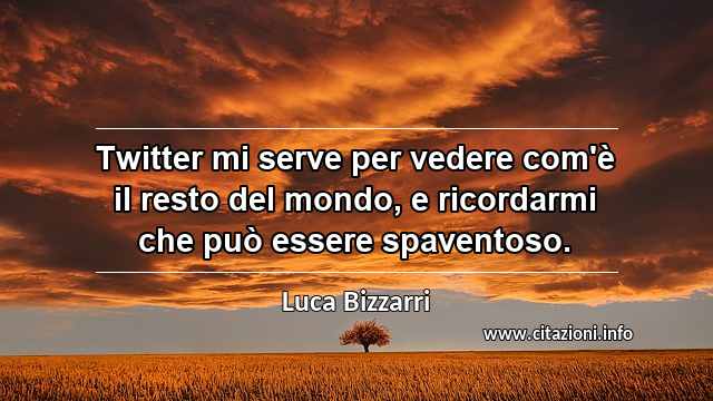 “Twitter mi serve per vedere com'è il resto del mondo, e ricordarmi che può essere spaventoso.”