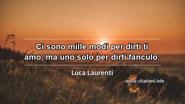 “Ci sono mille modi per dirti ti amo, ma uno solo per dirti fanculo.”