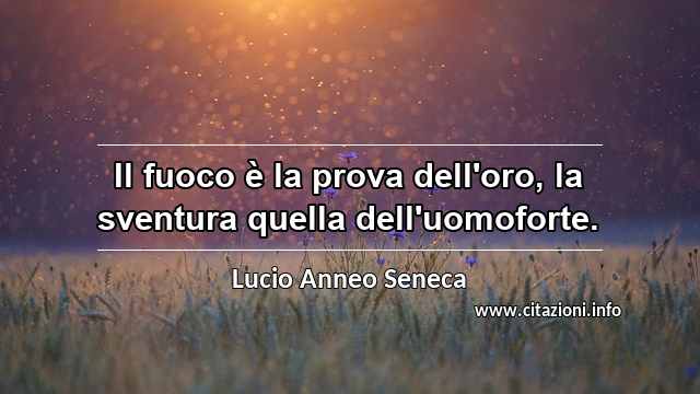 “Il fuoco è la prova dell'oro, la sventura quella dell'uomoforte.”