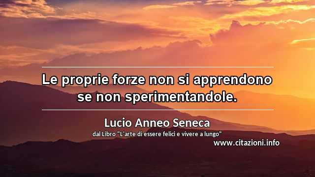 “Le proprie forze non si apprendono se non sperimentandole.”