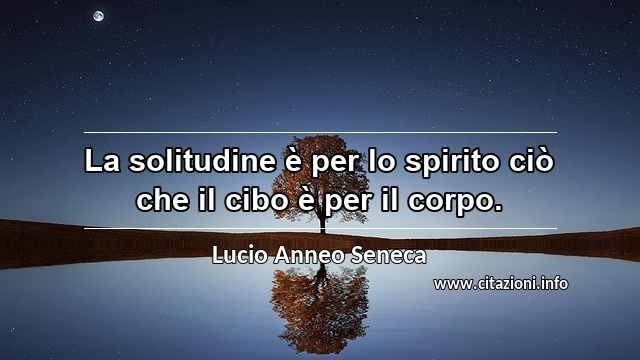 “La solitudine è per lo spirito ciò che il cibo è per il corpo.”