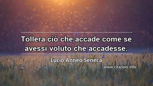“Tollera ciò che accade come se avessi voluto che accadesse.”