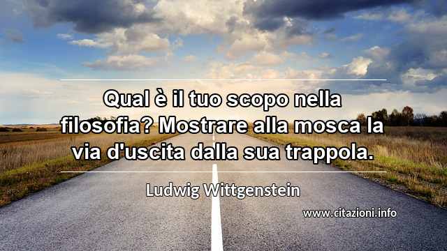 “Qual è il tuo scopo nella filosofia? Mostrare alla mosca la via d'uscita dalla sua trappola.”