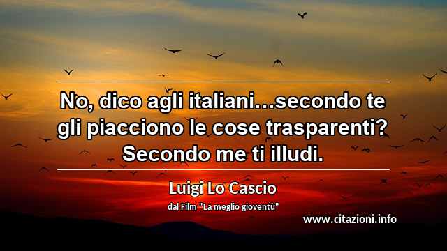 “No, dico agli italiani…secondo te gli piacciono le cose trasparenti? Secondo me ti illudi.”