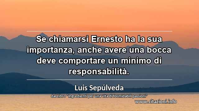 “Se chiamarsi Ernesto ha la sua importanza, anche avere una bocca deve comportare un minimo di responsabilità.”
