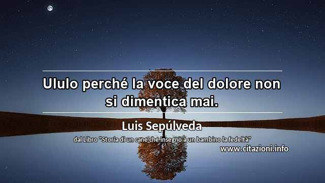 “Ululo perché la voce del dolore non si dimentica mai.”