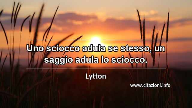“Uno sciocco adula se stesso, un saggio adula lo sciocco.”