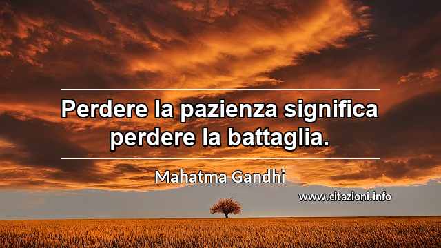 “Perdere la pazienza significa perdere la battaglia.”