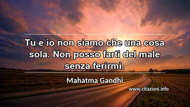 “Tu e io non siamo che una cosa sola. Non posso farti del male senza ferirmi.”