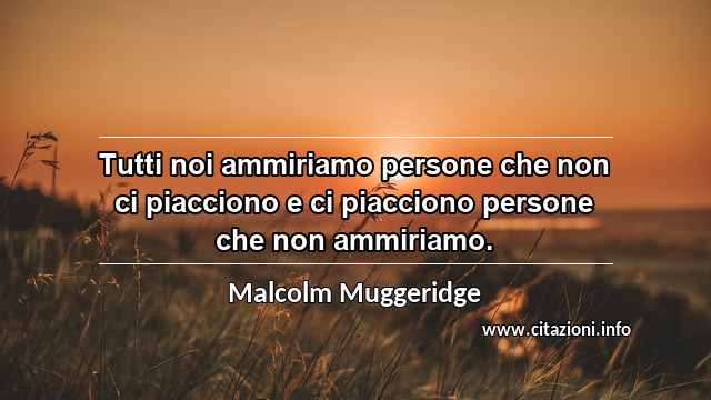 “Tutti noi ammiriamo persone che non ci piacciono e ci piacciono persone che non ammiriamo.”
