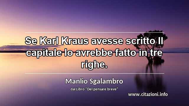 “Se Karl Kraus avesse scritto Il capitale lo avrebbe fatto in tre righe.”