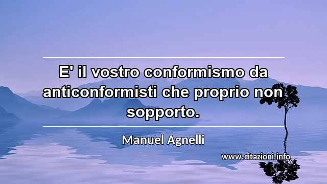 “E' il vostro conformismo da anticonformisti che proprio non sopporto.”