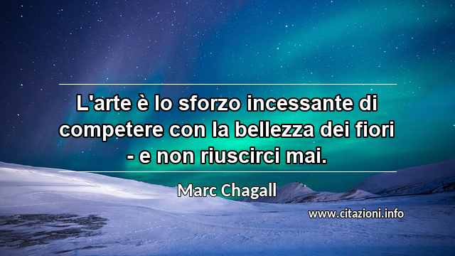 “L'arte è lo sforzo incessante di competere con la bellezza dei fiori - e non riuscirci mai.”