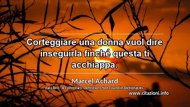 “Corteggiare una donna vuol dire inseguirla finché questa ti acchiappa.”