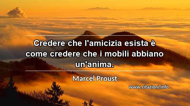 “Credere che l'amicizia esista è come credere che i mobili abbiano un'anima.”