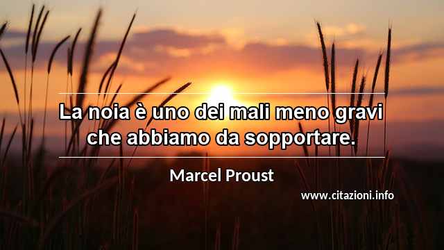 “La noia è uno dei mali meno gravi che abbiamo da sopportare.”