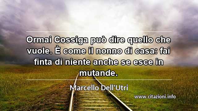 “Ormai Cossiga può dire quello che vuole. È come il nonno di casa: fai finta di niente anche se esce in mutande.”