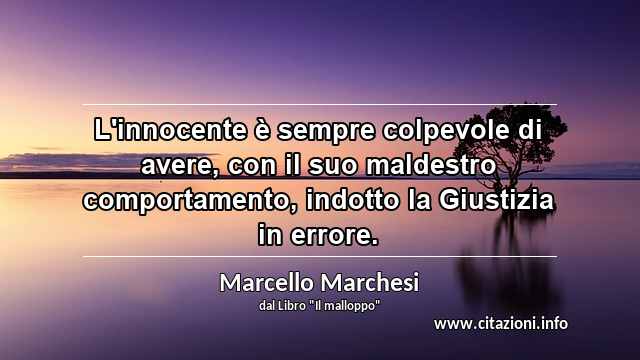 “L'innocente è sempre colpevole di avere, con il suo maldestro comportamento, indotto la Giustizia in errore.”